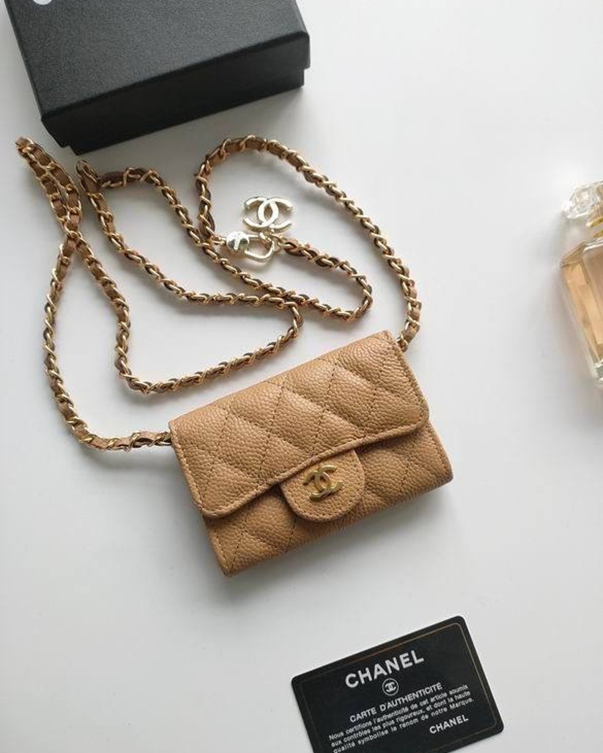Mini Sac Chaîne en Camel